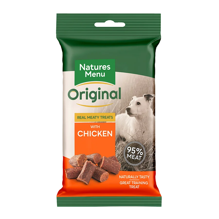 Genuine Natures Menu Meaty Dog Treats with Chicken 60g Secure
