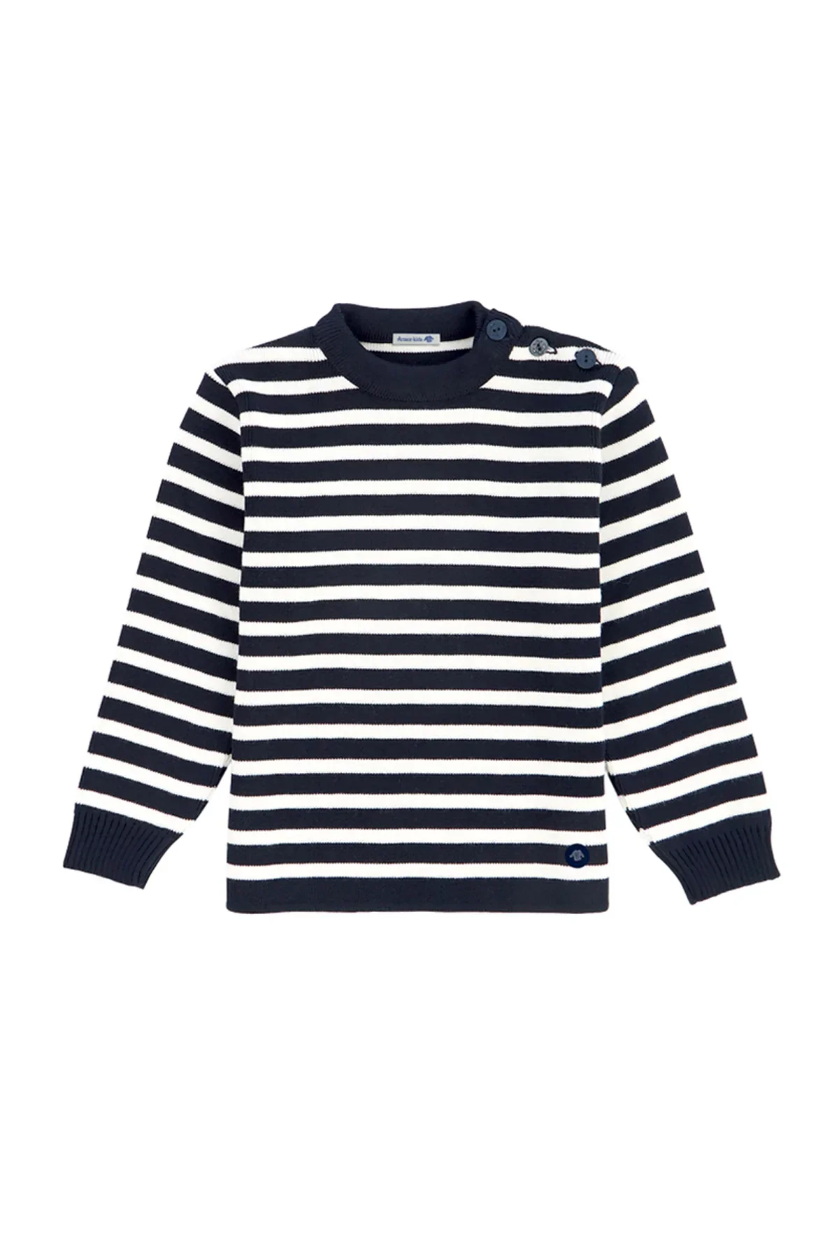Green Pull marin rayé Fouesnant Kids – laine Certified