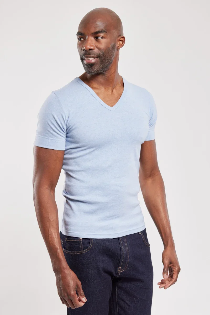 Minimalist T-shirt col V – coton épais issu de l agriculture biologique Efficient
