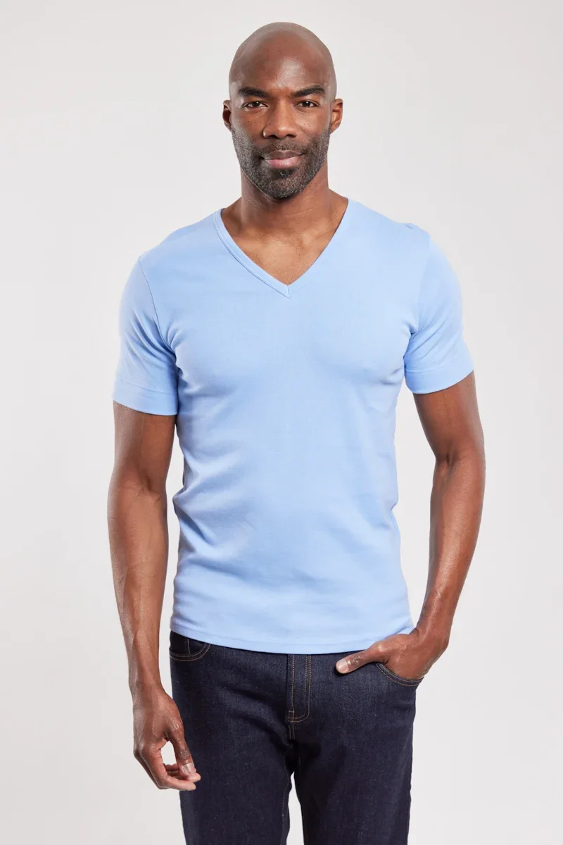 Stylish T-shirt col V – coton épais issu de l agriculture biologique Soft