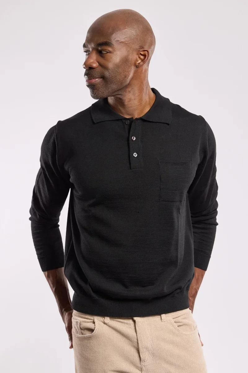 Expertly Made Polo manches longues Bérac – laine mérinos Original Design
