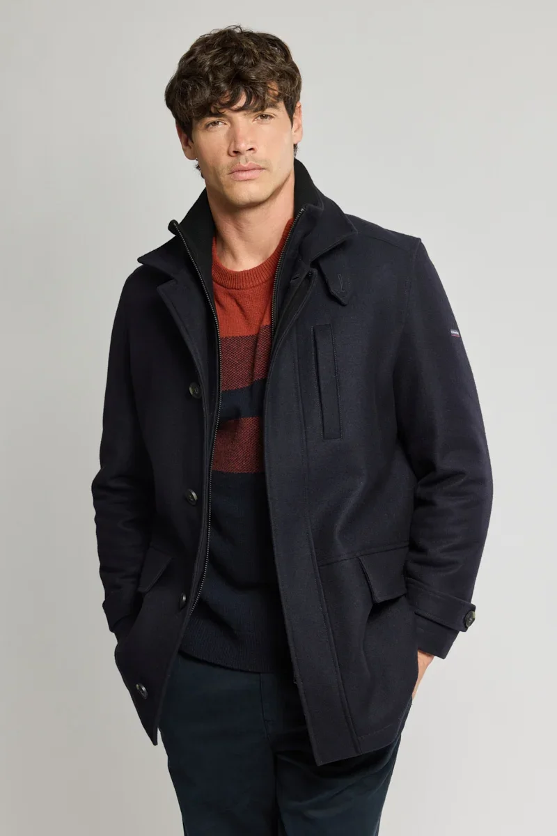 Natural Manteau avec parementure – drap de laine Genuine