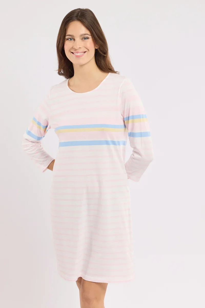 Smooth Striped nightshirt – lightweight cotton Expertly Made