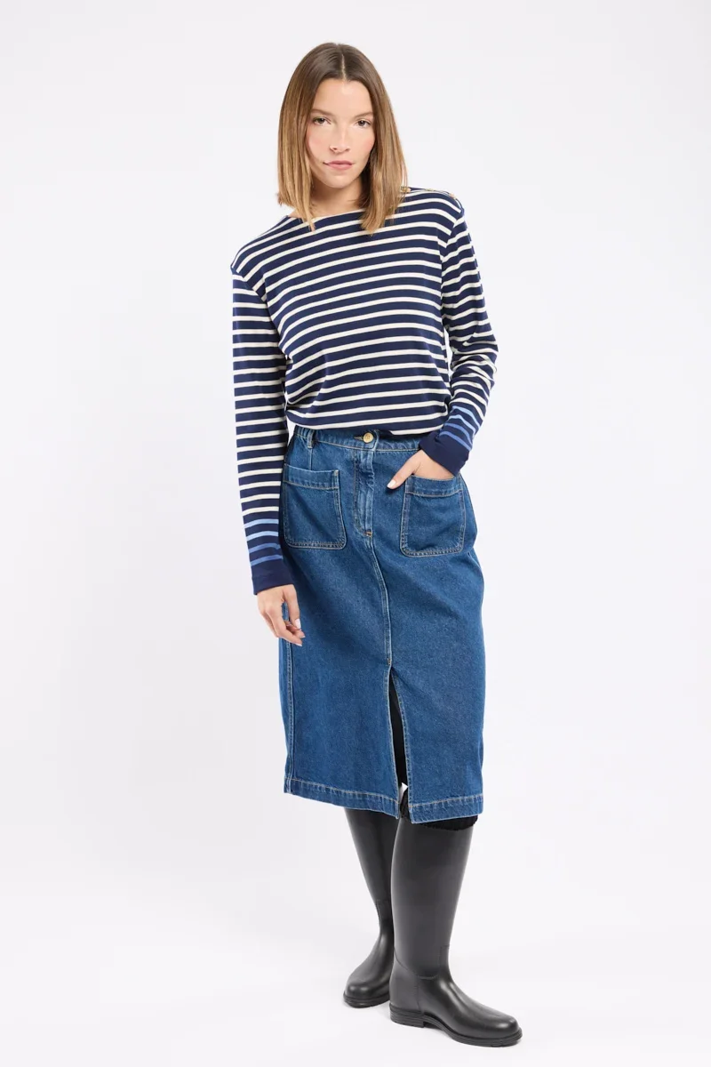 Flexible Long denim skirt – cotton User-Friendly