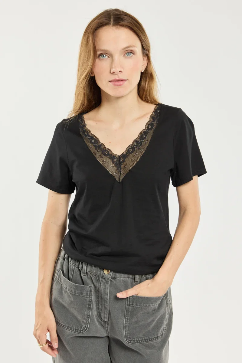 Elite T-shirt col dentelle – coton retors issu de l’agriculture biologique Reusable