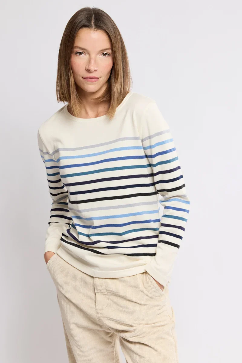 Advanced 8-colour striped top – rustic cotton Contemporary