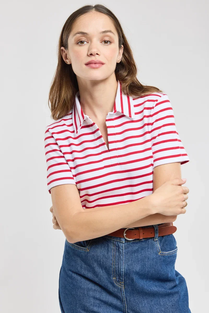 Clean Striped polo-shirt – interlock cotton Smooth