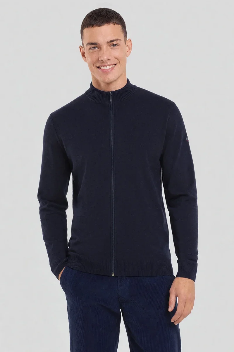 Functional Full zip cardigan – wool and acrylic Eco-Friendly