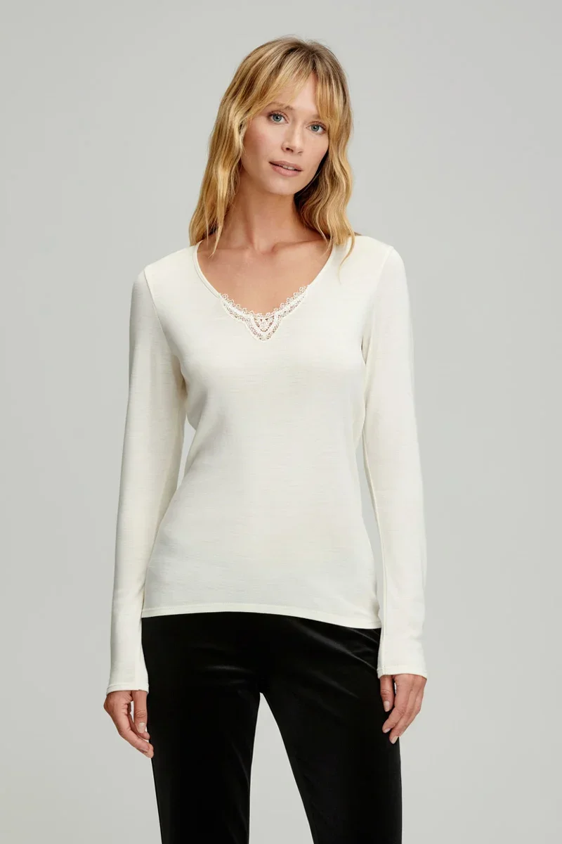 High-End Long-sleeved T-shirt – wool and silk Sustainable