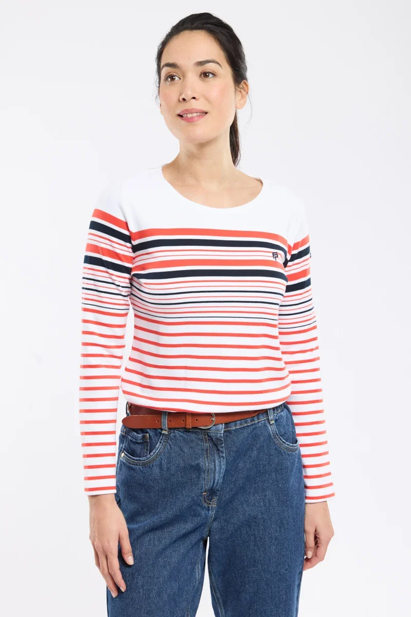 High-Performance Women’s interlock striped shirt- Fountaine Pajot x Armor-lux Clean