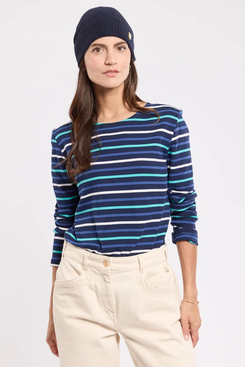 High-Grade Three-colour Breton striped shirt – heavy cotton Innovative