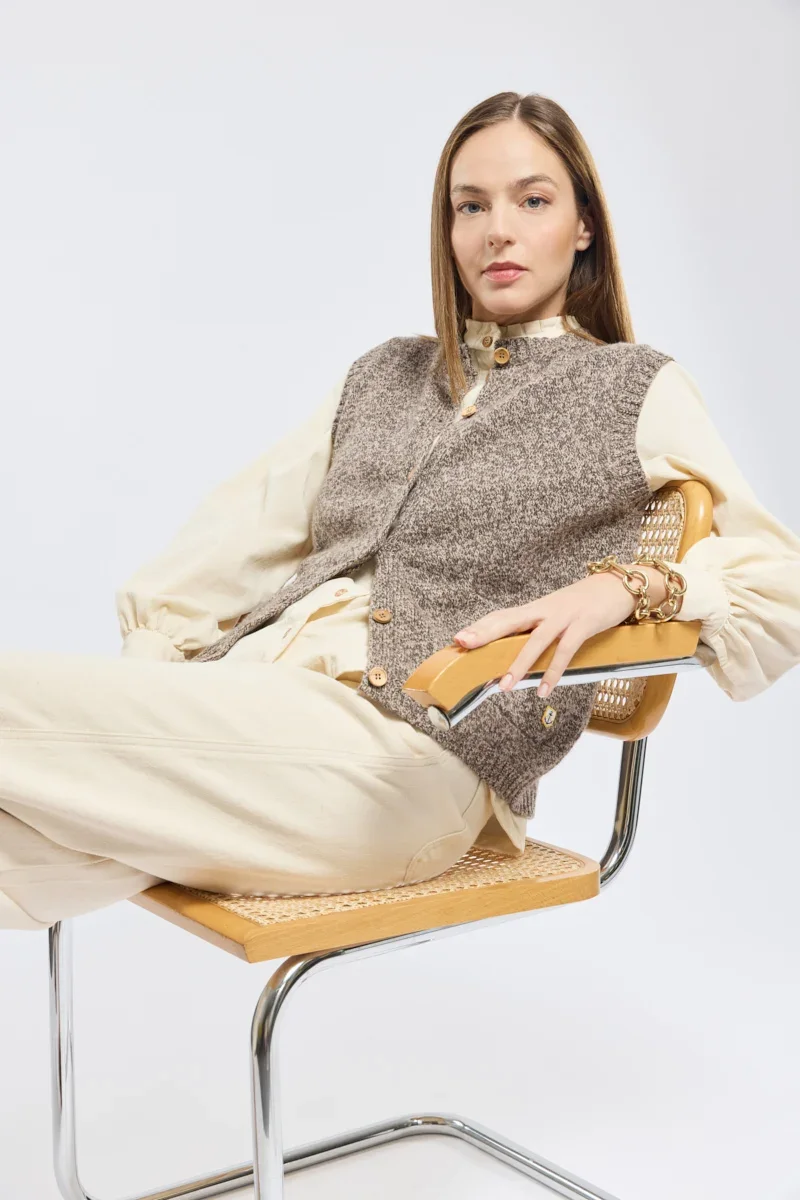 Solid Sleeveless cardigan Heritage – wool Elite