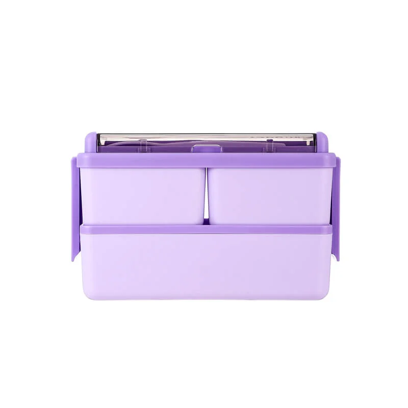 Pure Double-Layer Bento Lunch Box with Built-In Utensils Enhanced