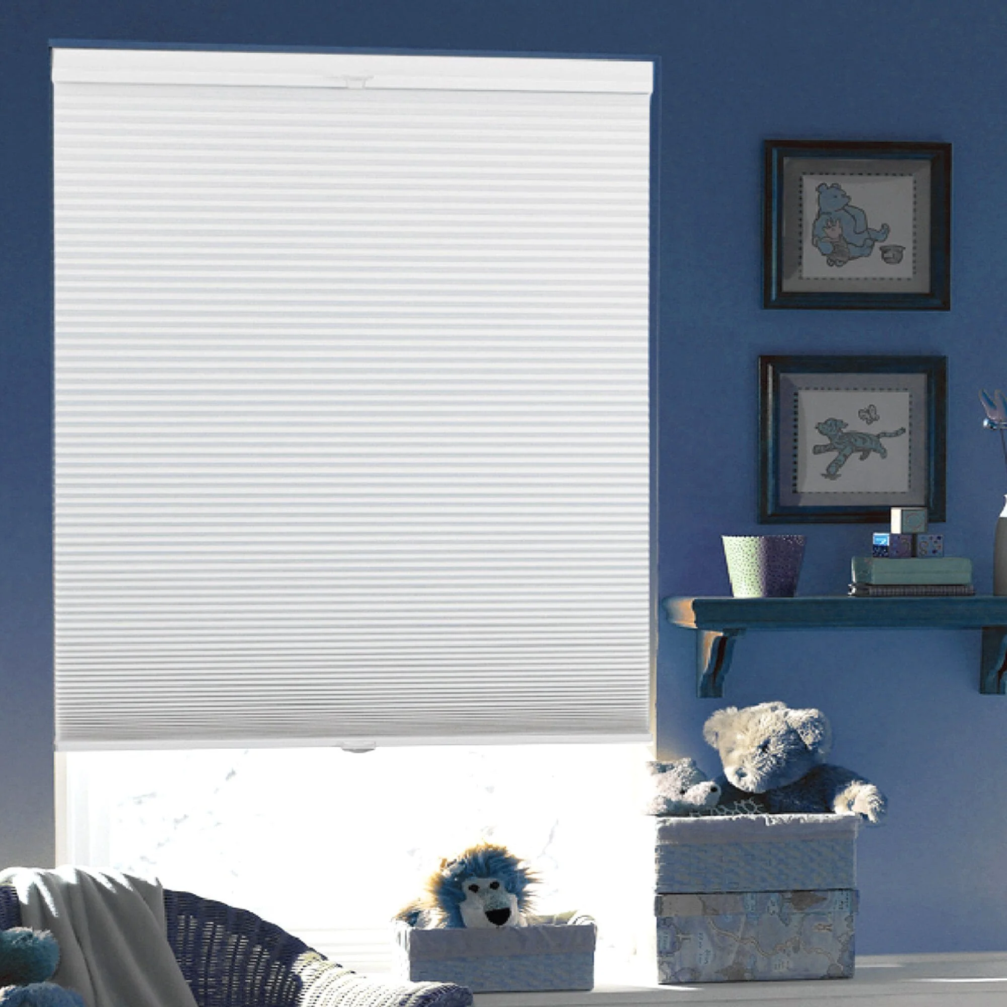 Elegant Cordless Blackout Pleated Cellular Blinds White Original