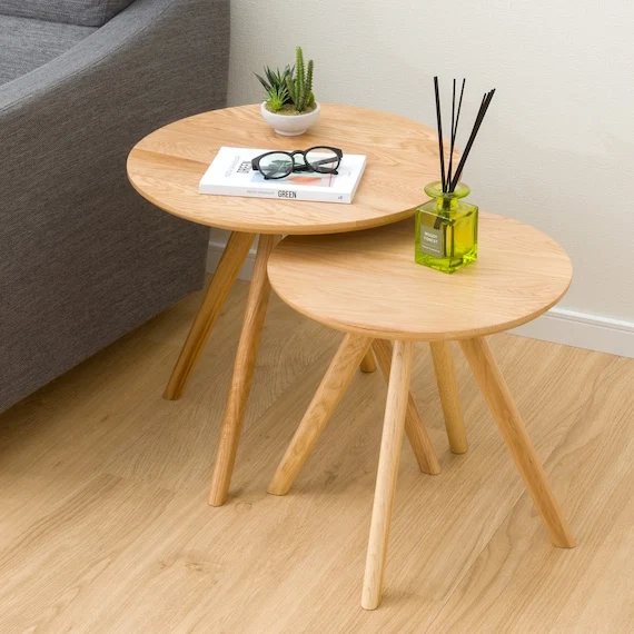 Carefully Designed NEST TABLE OAK3 LBR 2PCS SET Consistent