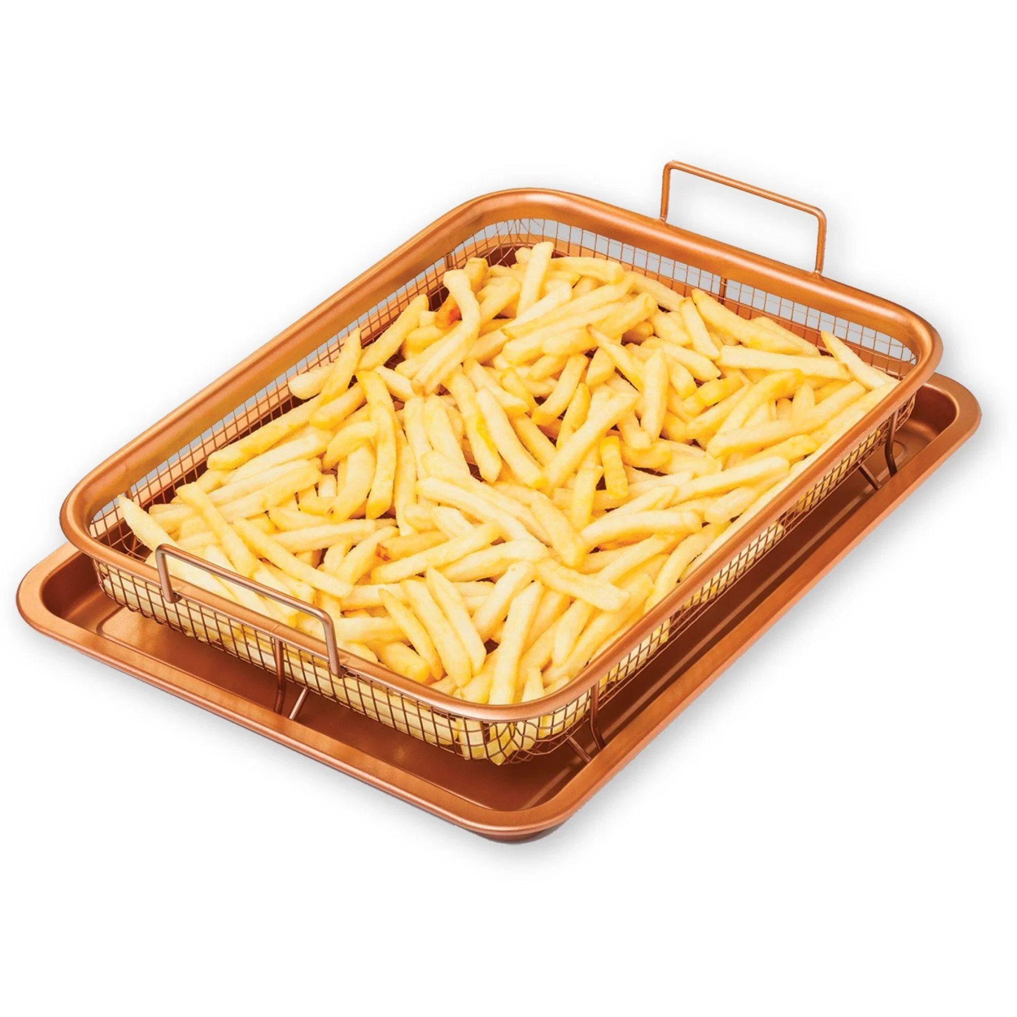Efficient Copper Non Stick Crisper Tray and Pan Air Fryer Basket for Oven User-Friendly