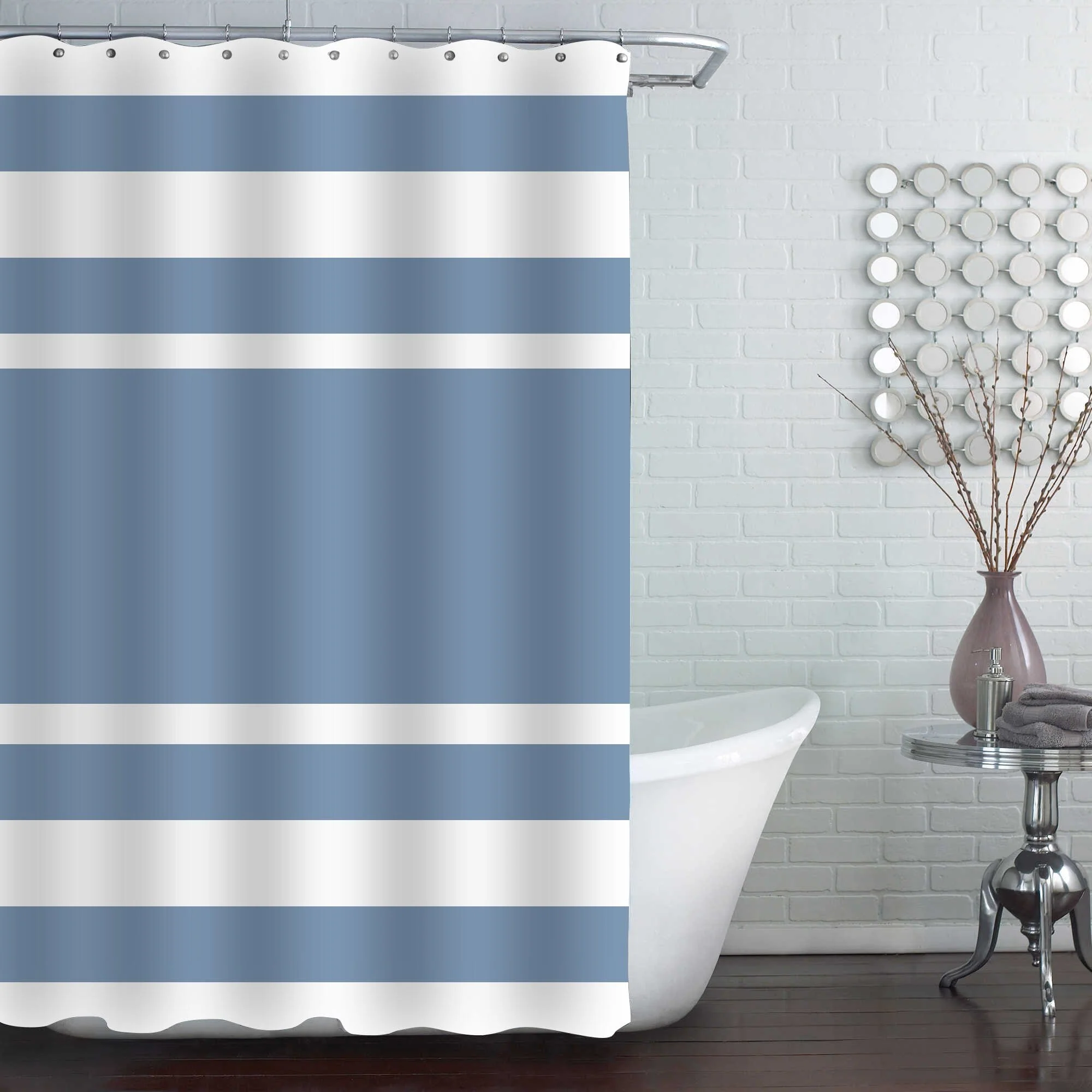 Solid Lauren Taylor Alena – Stripe Shower Curtain Authentic