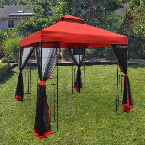 Trusted Steel Gazebo with Mosquito Netting Verified