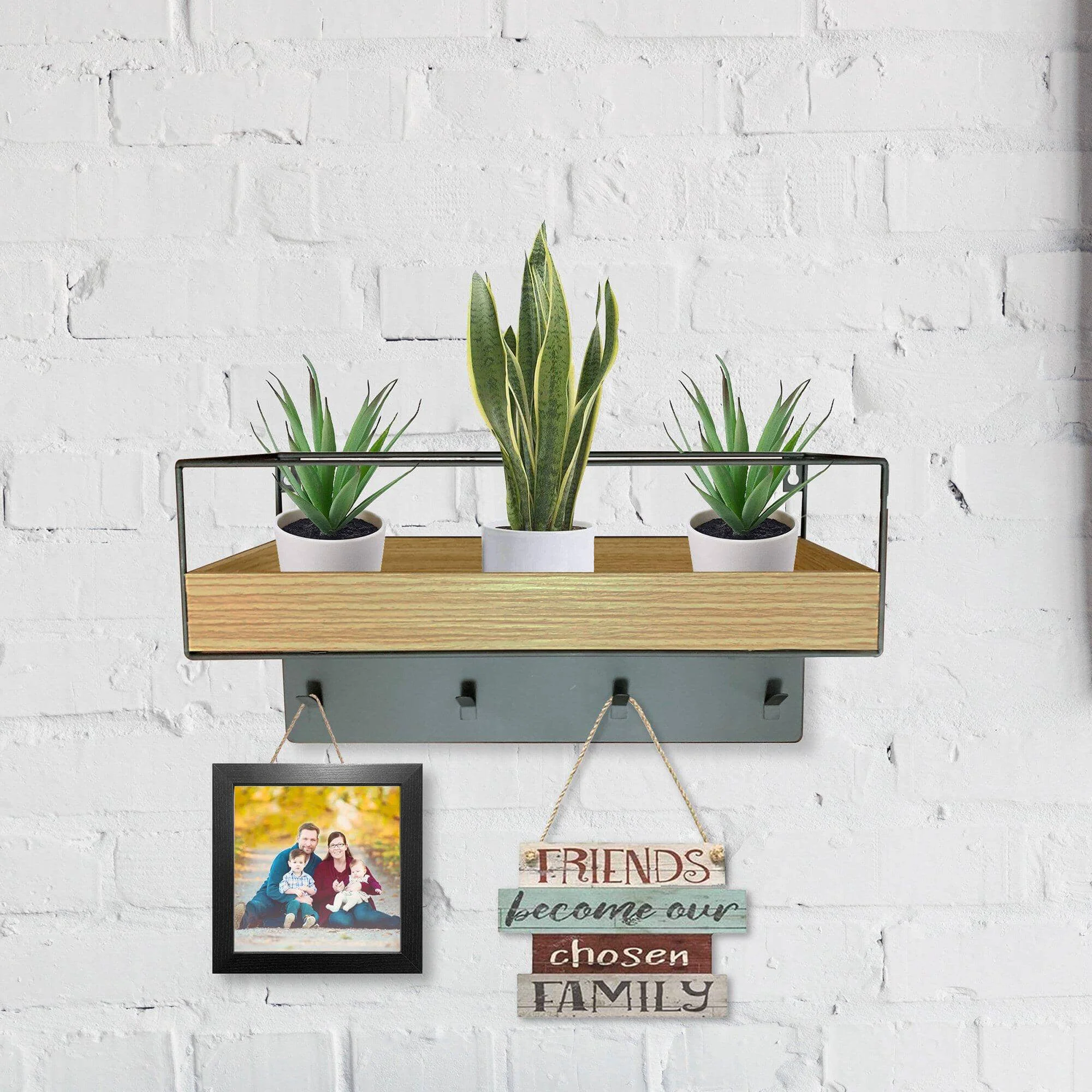 Functional Metal Shelf with Hooks Selected