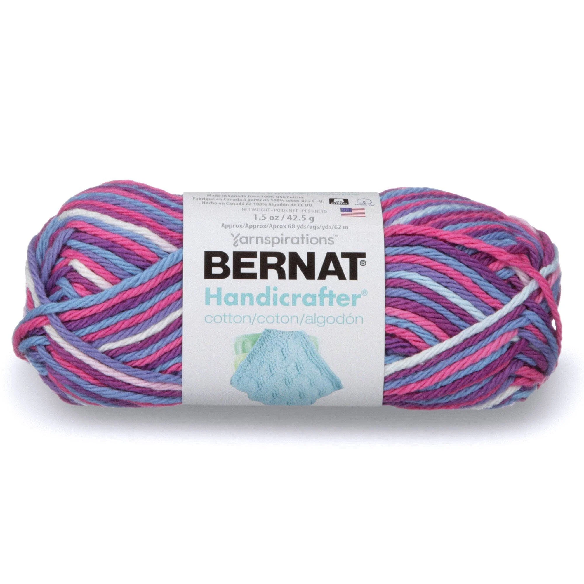 Artisan Bernat Handicrafter Cotton Yarn Purple Perk Ombre Durable