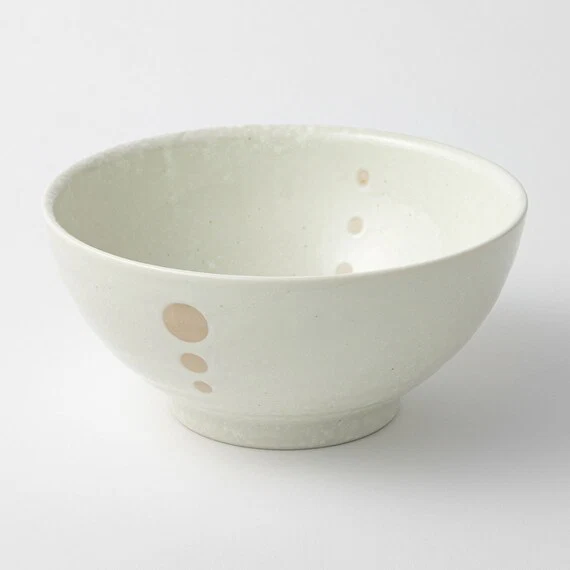 High-End NOODLE BOWL SANUKI DOT WH D18.5XH8.8 Relaxed