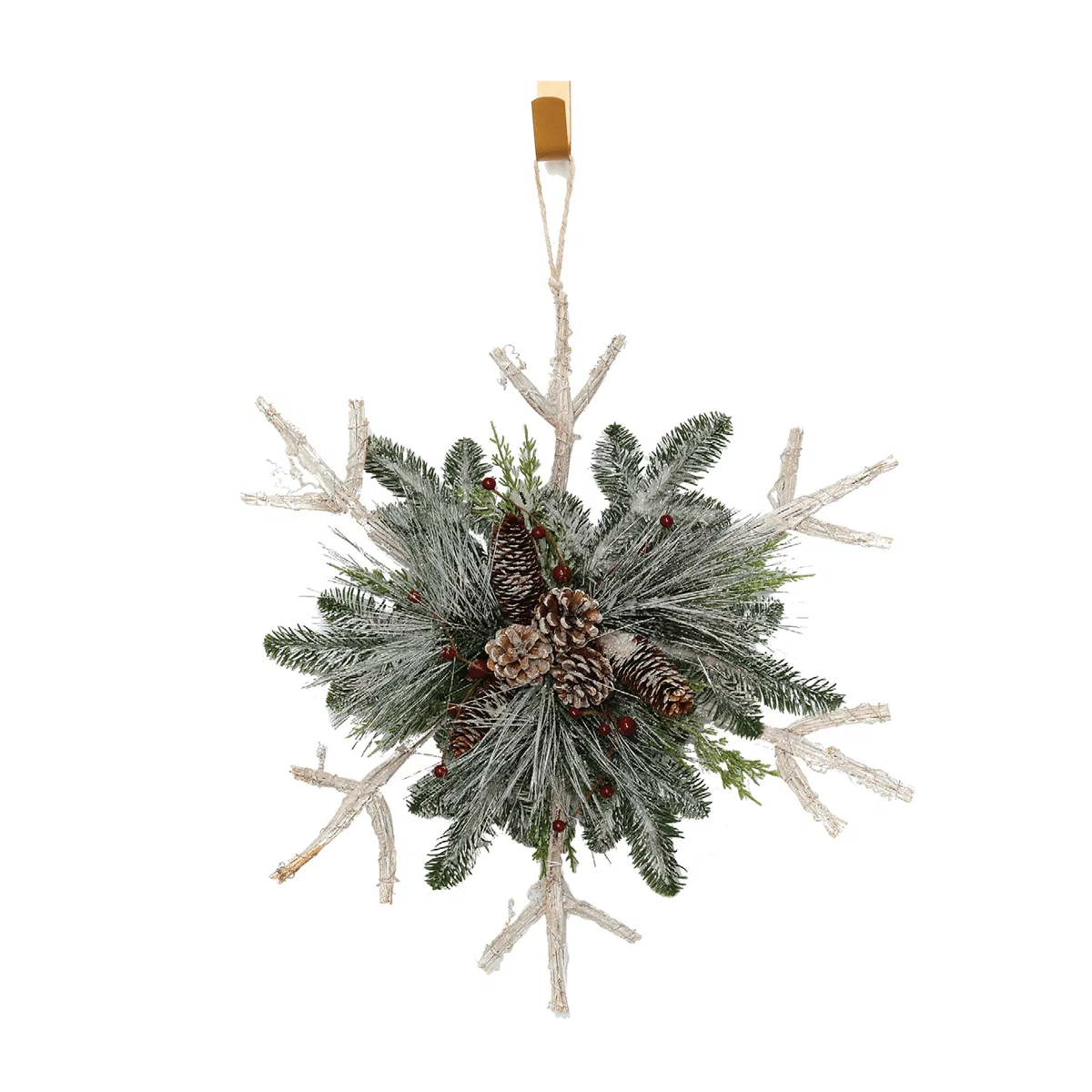 Genuine 24in Glittered Pine Whitewash Wood Wreath Reusable