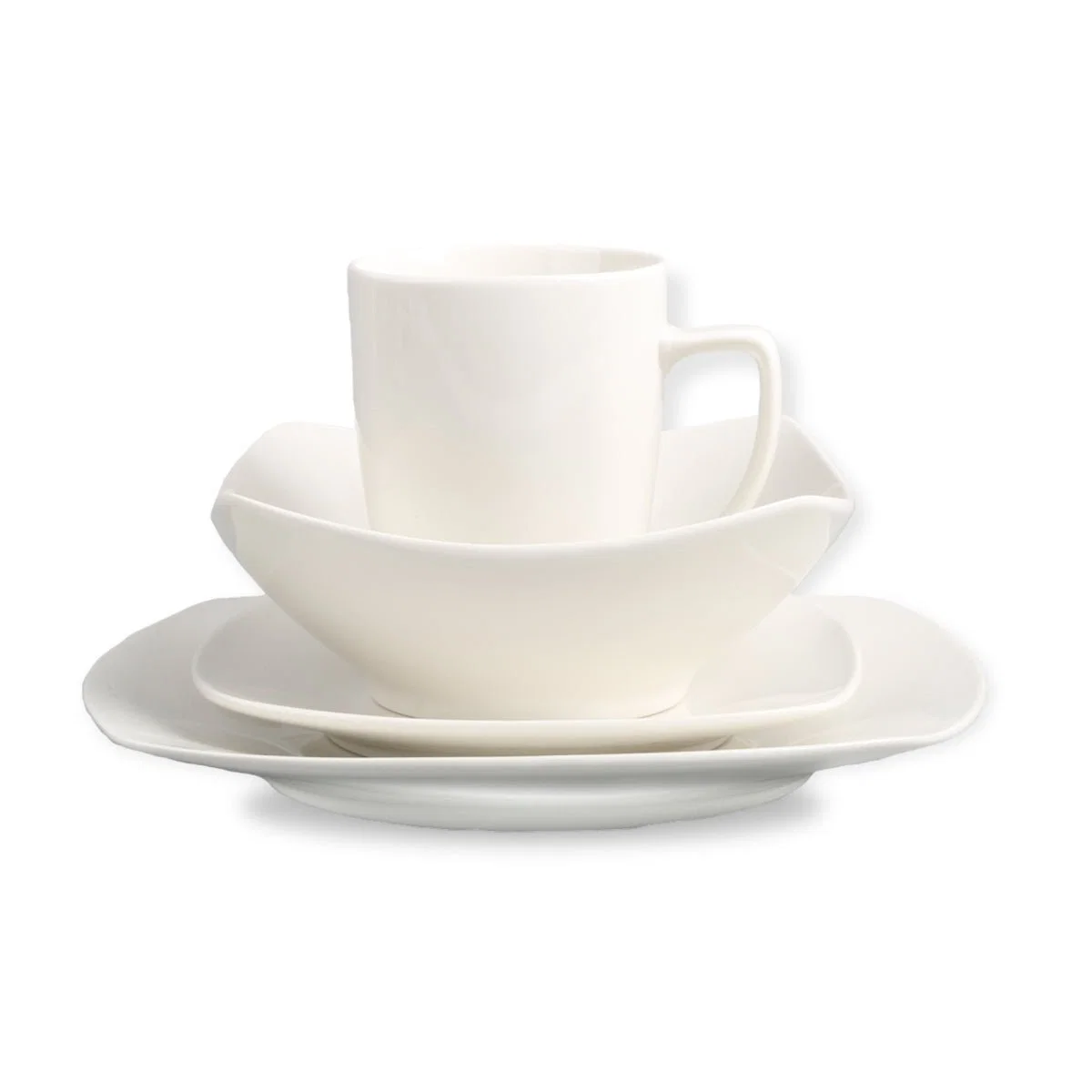 Outstanding 16-Piece Square-Shaped White Dinnerware Set Versatile