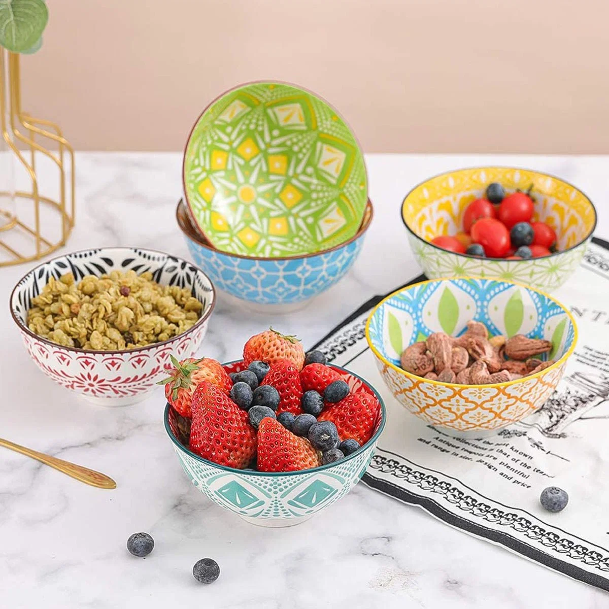 Crafted Ceramic Bowl 6.25in Printed Flexible