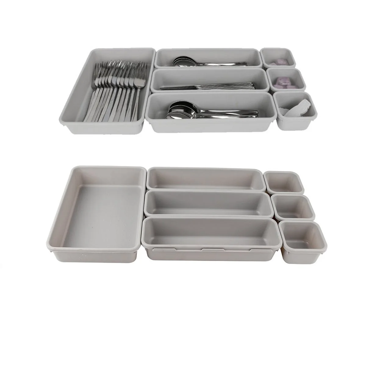 Clean Drawer Organizer Box Grey 7pcs Selected
