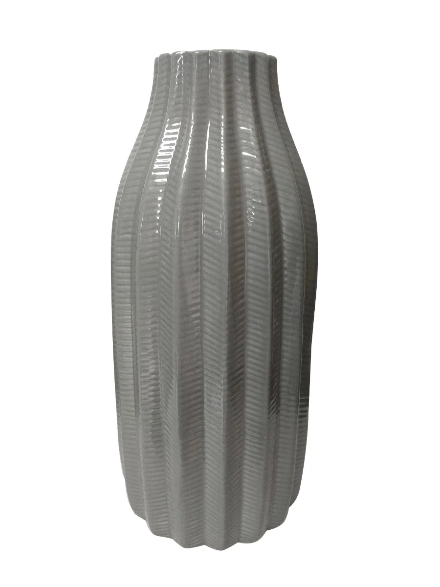 Organic Vase Grey Textured Ceramic Sophisticated