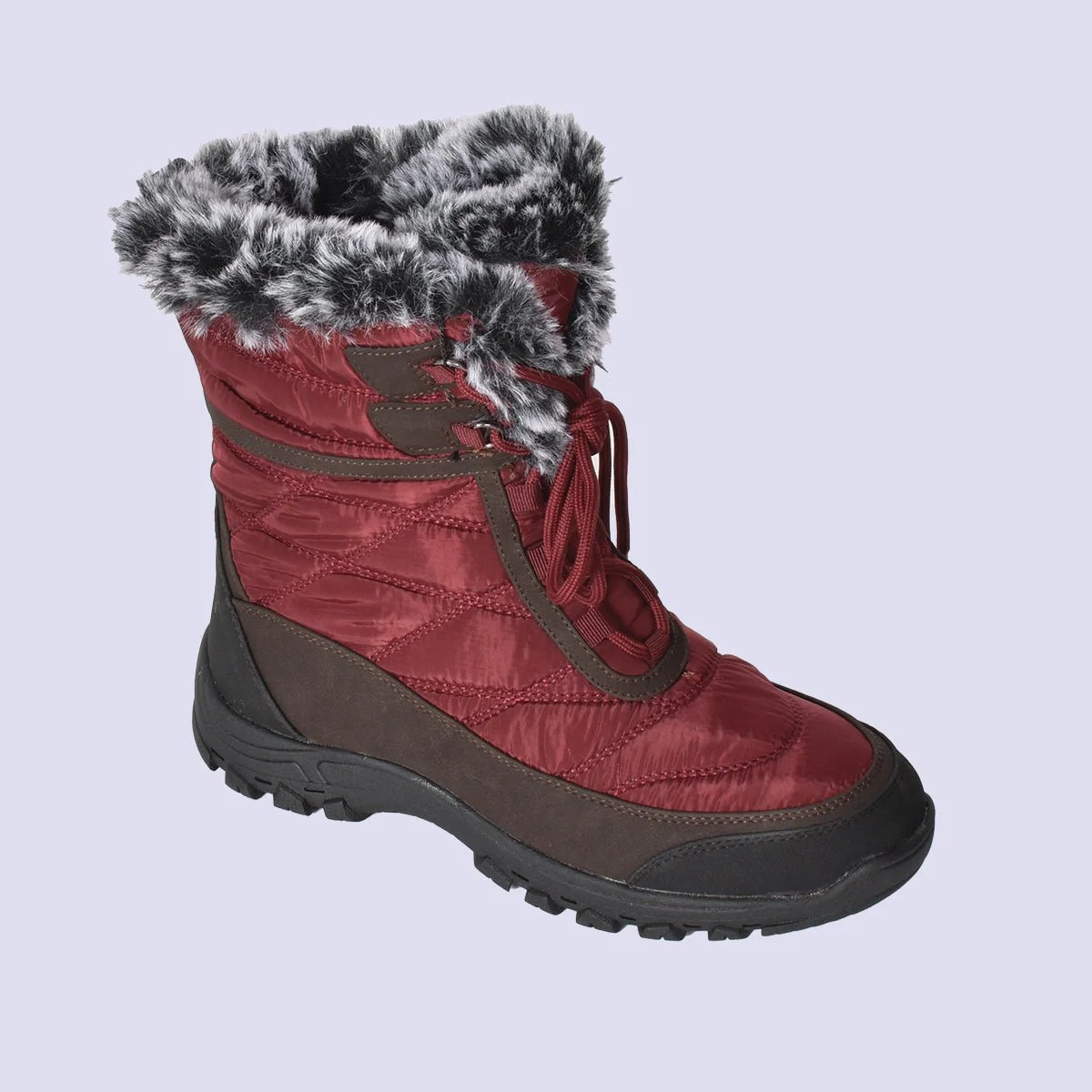 High-End Red Lace Up Waterproof Winter Boot User-Friendly
