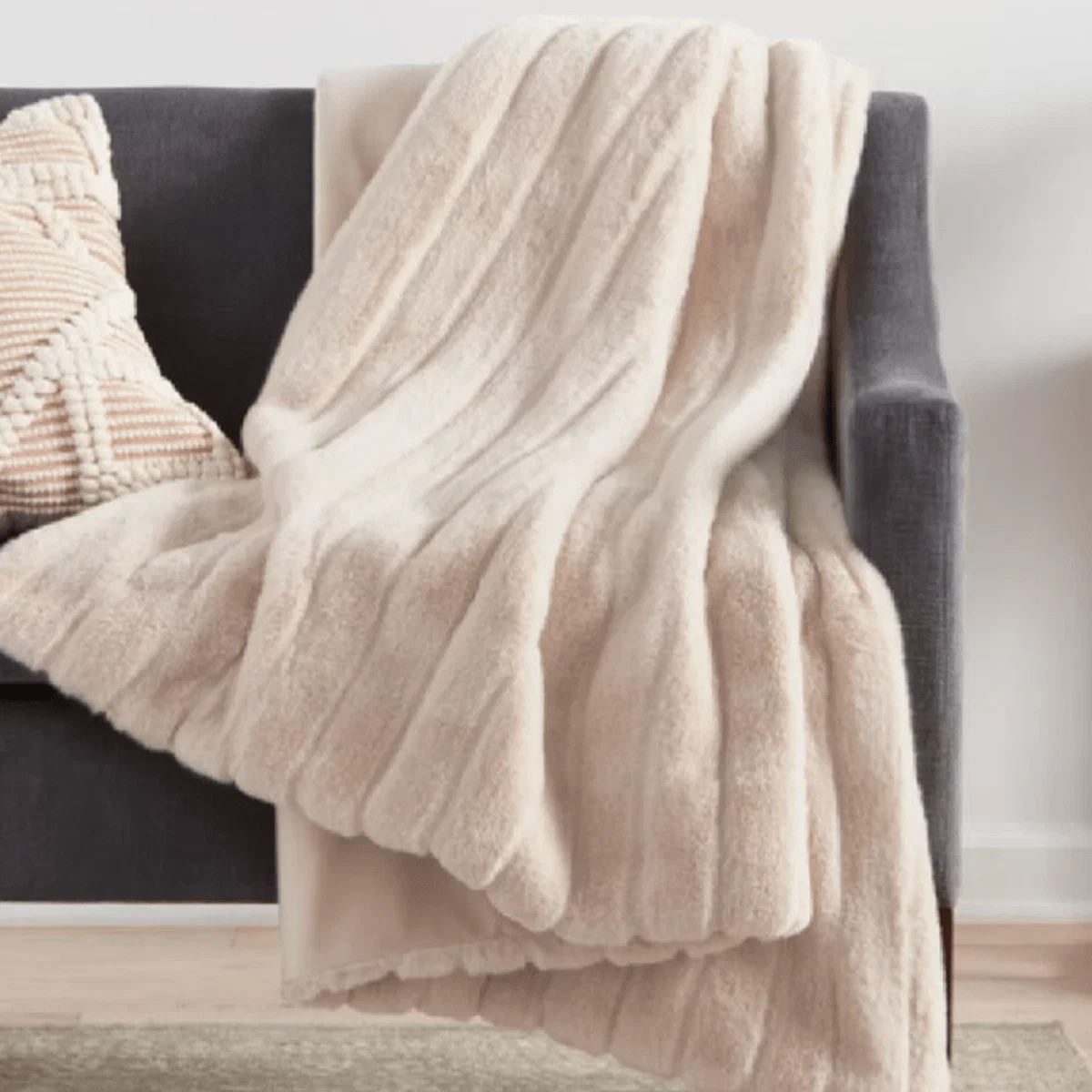 Sophisticated KRISTOFF Faux Fur Rabbit Throw Blanket Traditional