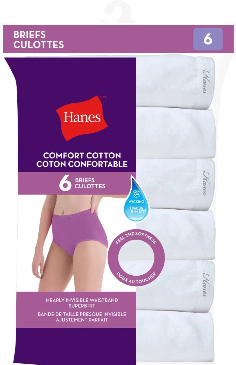 Breathable Hanes Cotton White Briefs 6-Pack-H1400X Stylish