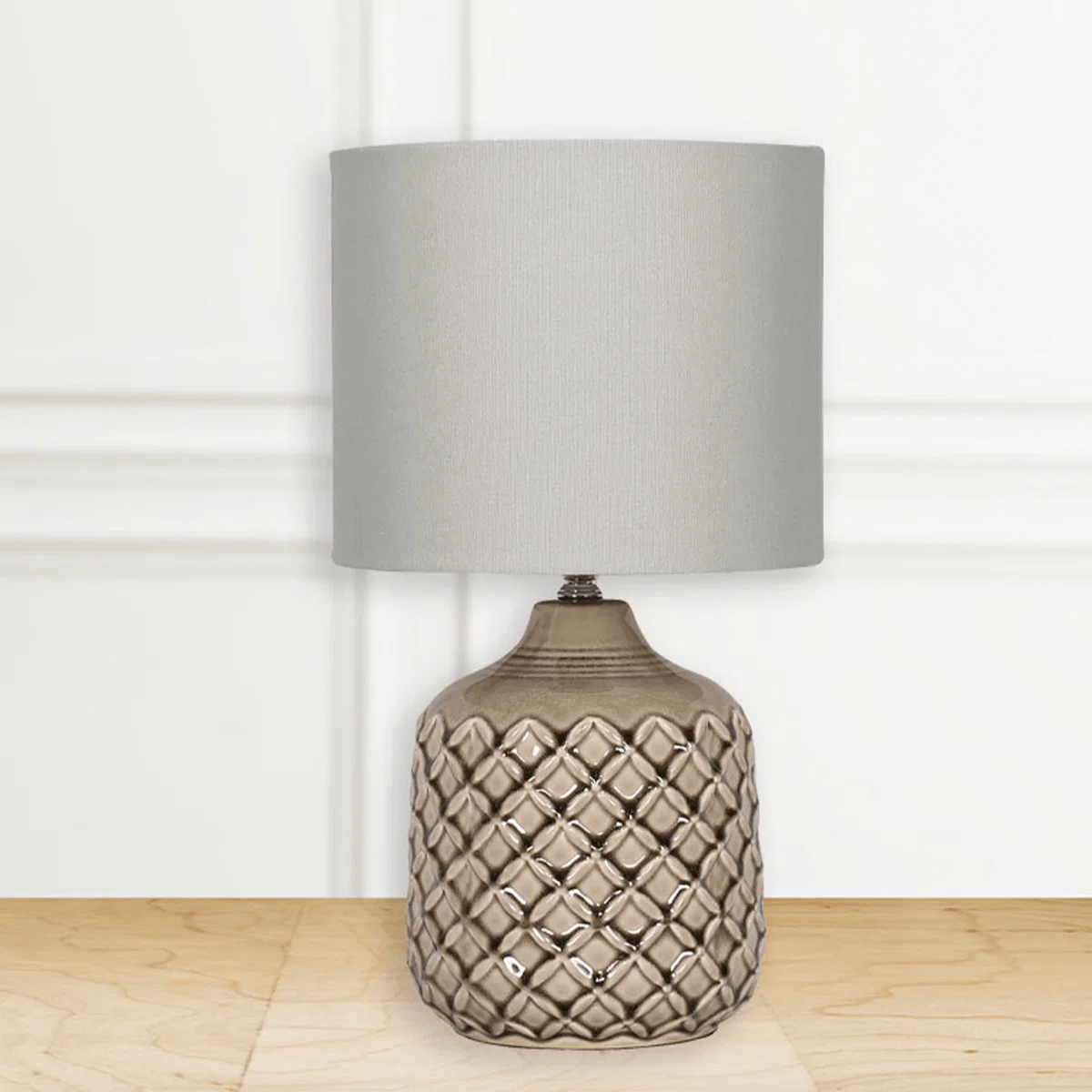 Premium Material LAURENT TAYLOR – Ceramic Table Lamp with Grey Shade and Olive Glazed Base Comfortable