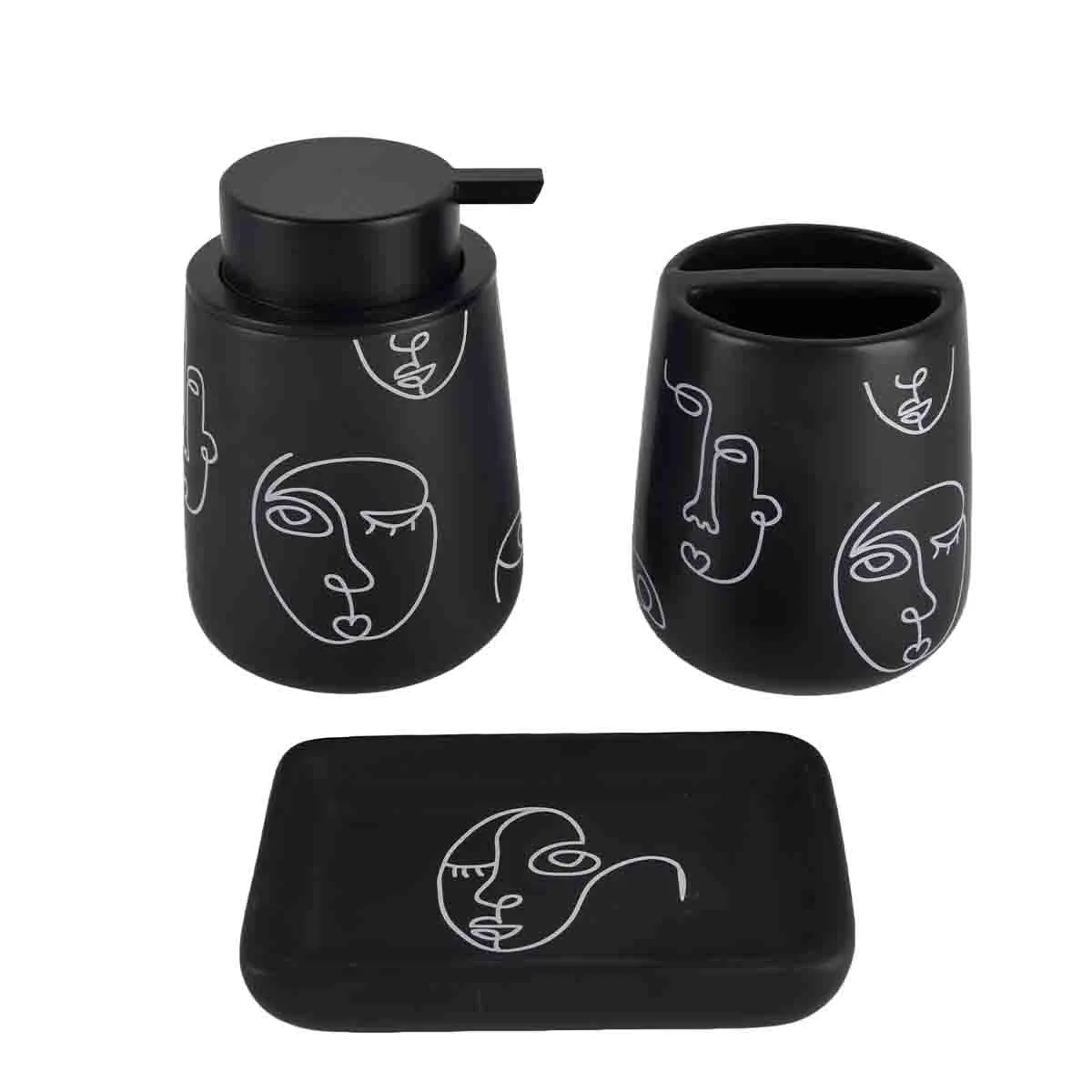 Premium Faces – Ceramic Bathroom Accessories Set Selected