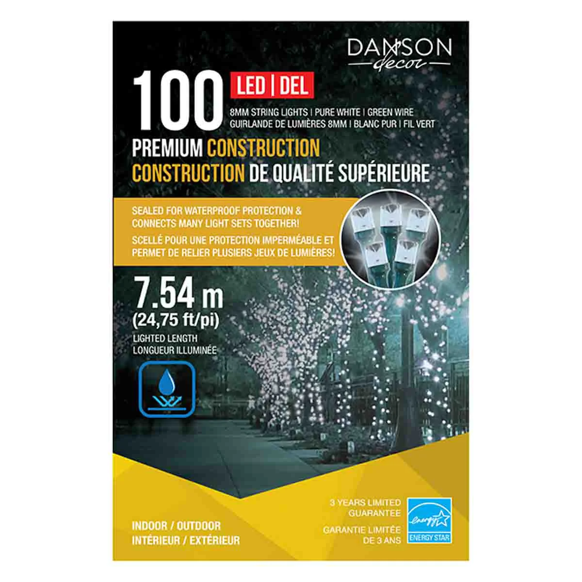 Flexible 100 8Mm Led Lights Indoor Outdoor Green Wire Waterproof Pure White Premium Material
