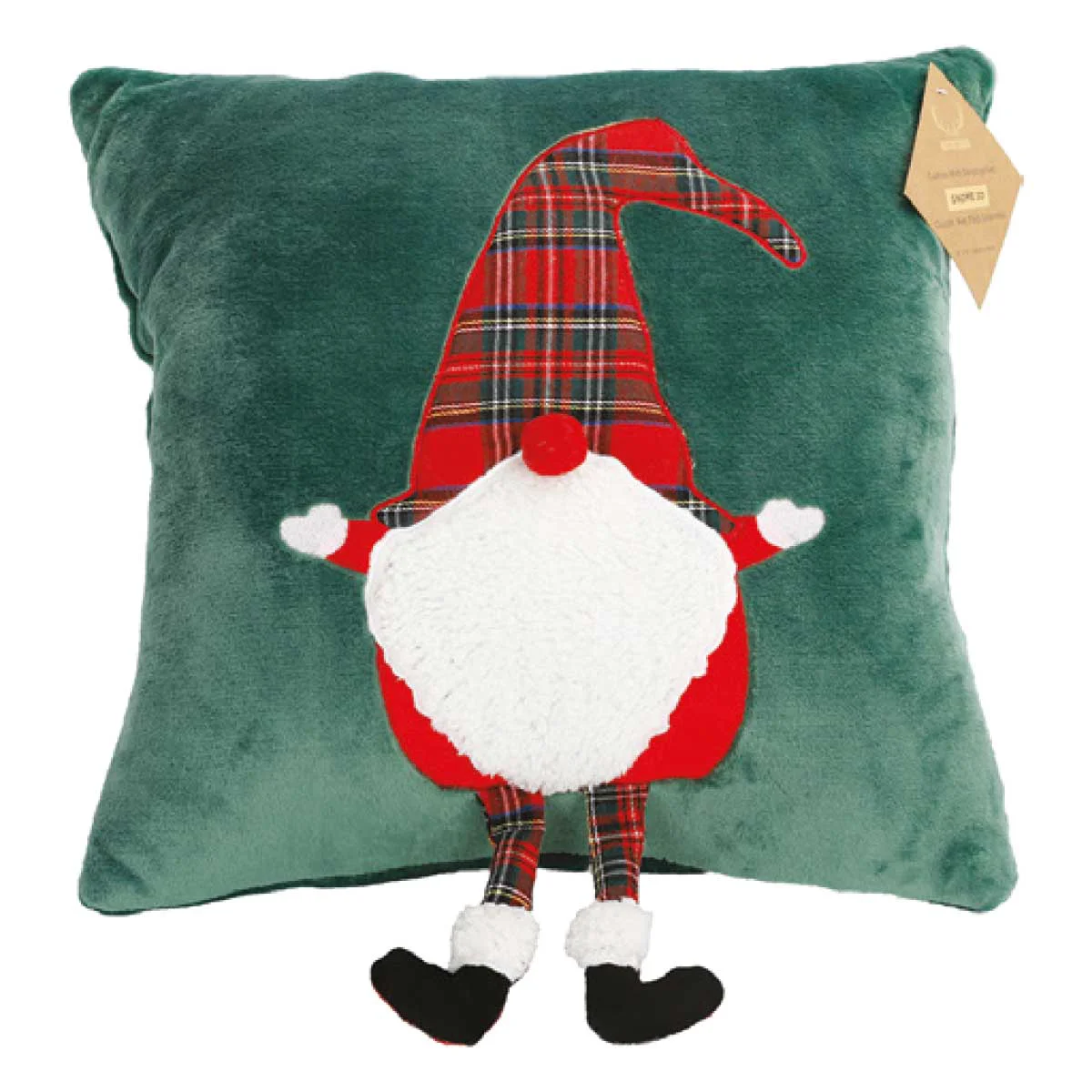 Durable Cushion Gnome 3d With dangling Feet Green Expertly Made