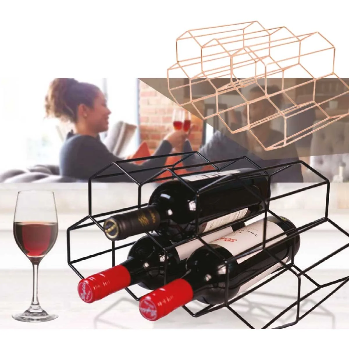 Organic 7 Bottle Wine Rack Detailed