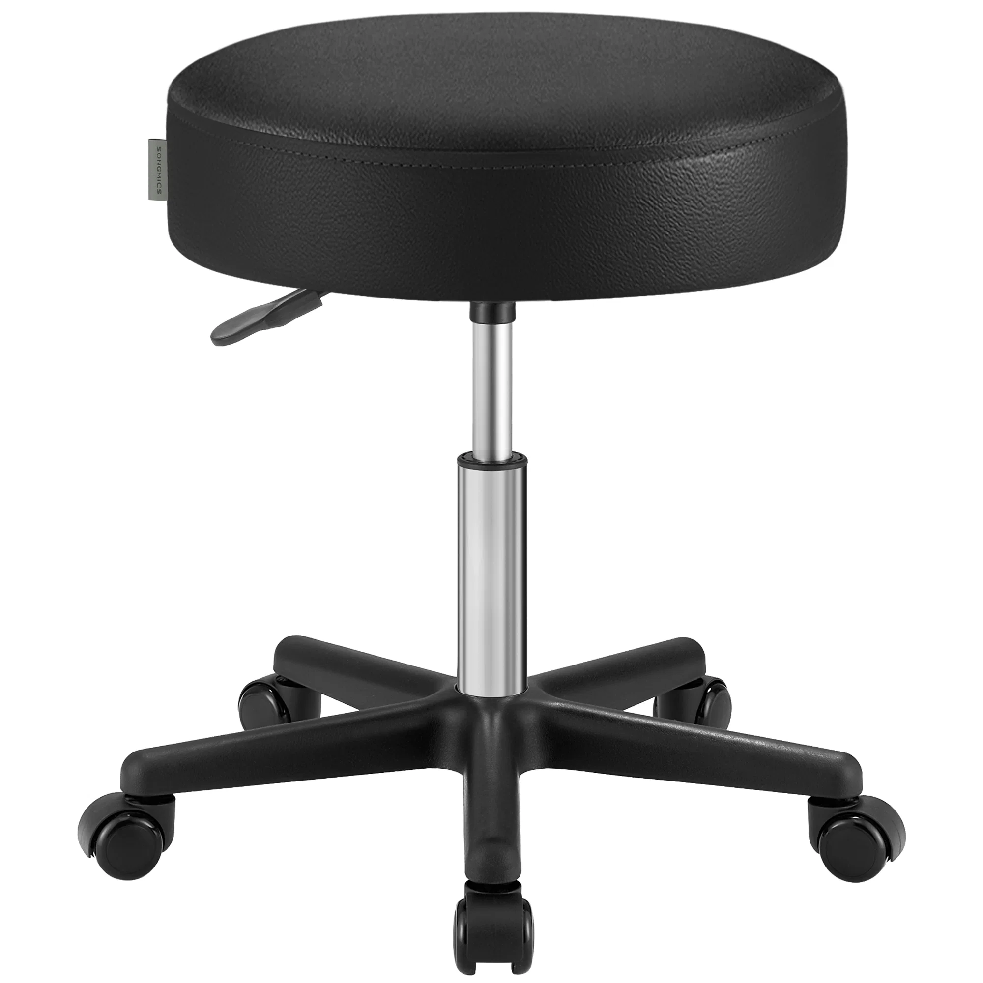 Refined SONGMICS SONGMICS Rolling Stool Adjustable Swivel Stools Chair PU Leather Comfortable