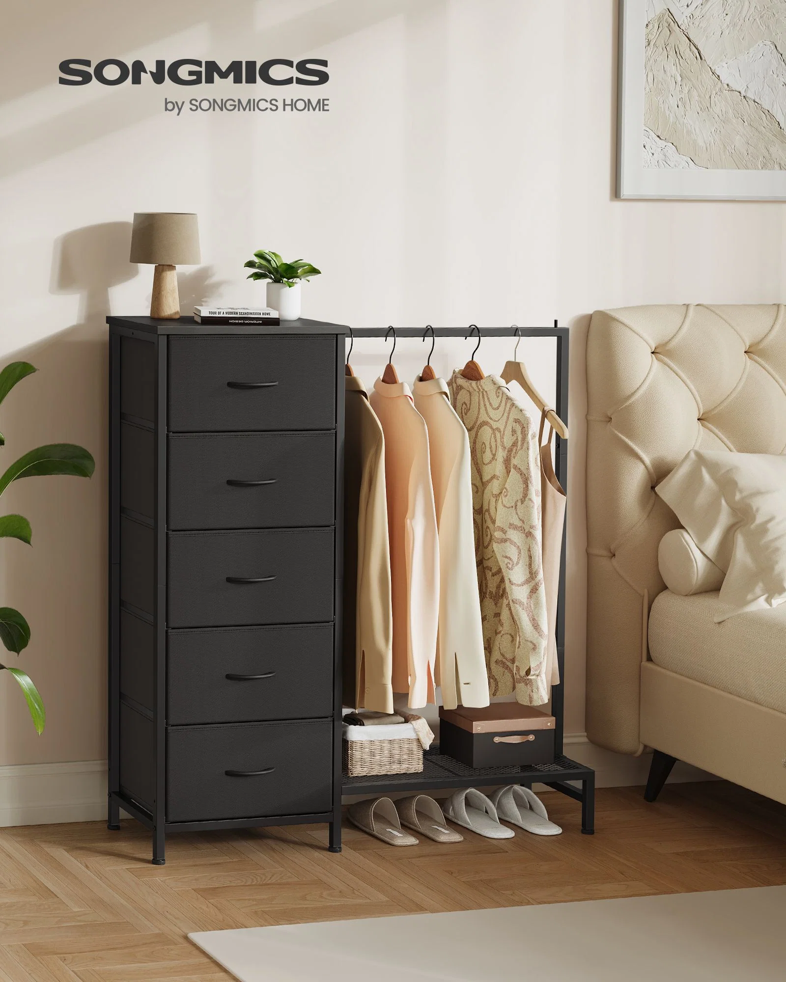 Expertly Made SONGMICS SONGMICS Dresser for Bedroom 5 Drawers 37.9 x 11.8 x 46.3 Inches High-Performance
