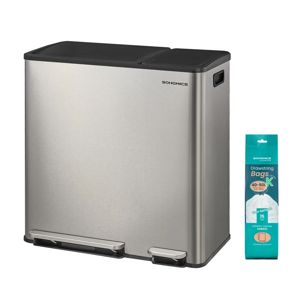 Optimized SONGMICS Dual Compartment Trash Can with Pedal Lid Responsible