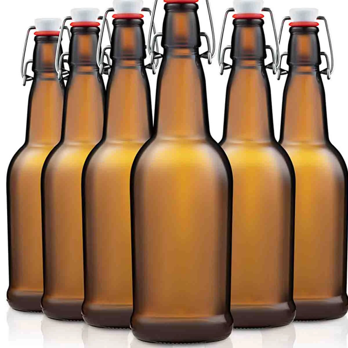 Excellent A La Cuisine – Paksh Set 6 Glass Beer Bottles With Flip Caps Secure