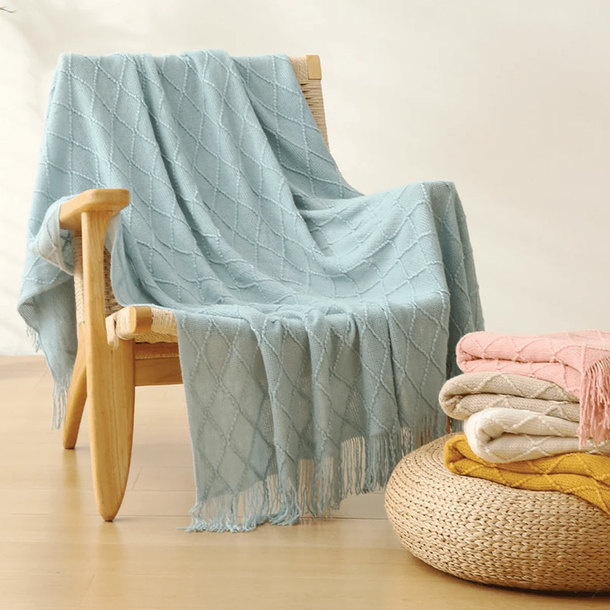 Prestigious Lauren Taylor DINA Jacquard Acrylic Throw with Fringe Detailed