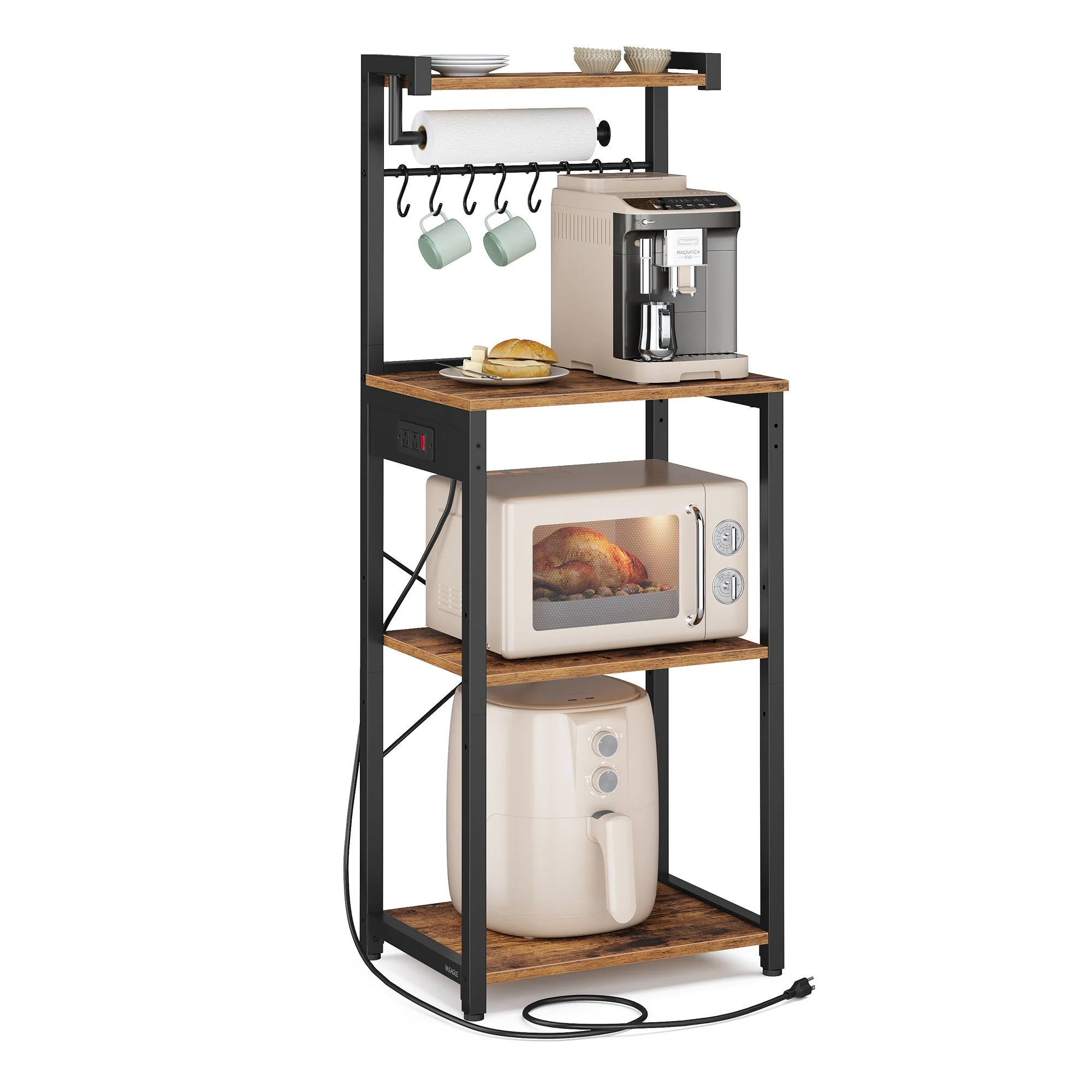 Clean VASAGLE VASAGLE BARNET Collection – Kitchen Bakers Rack with Power Outlet Unique