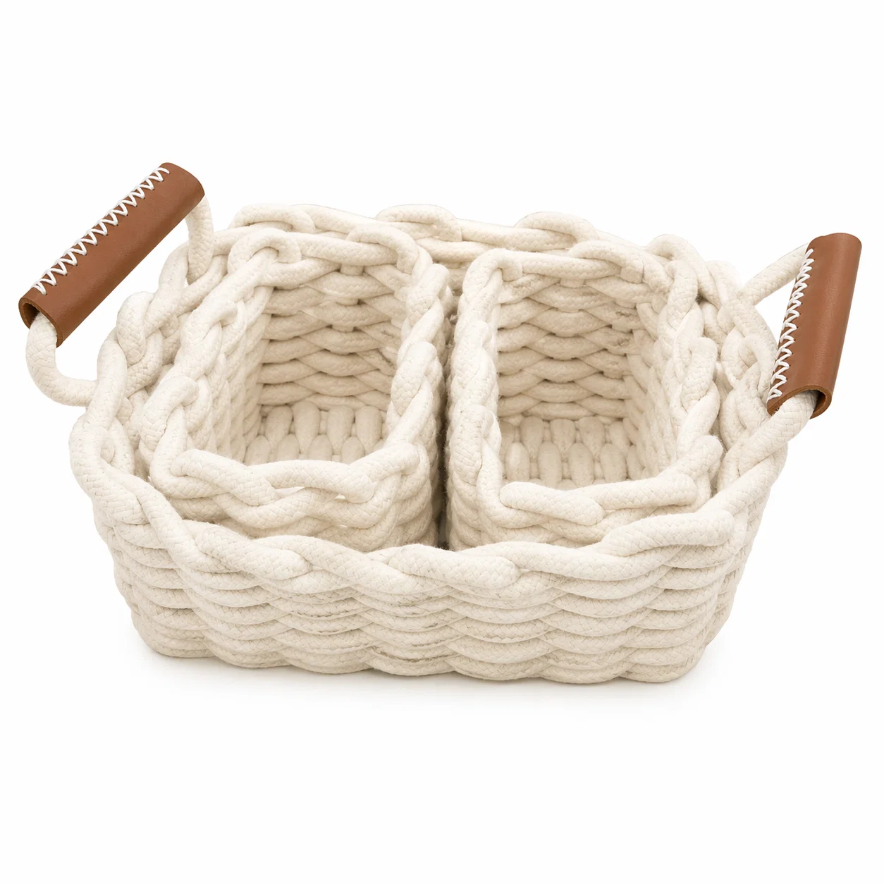 Luxury Lauren Taylor-3PC Set Rope Rectangular Baskets Authentic