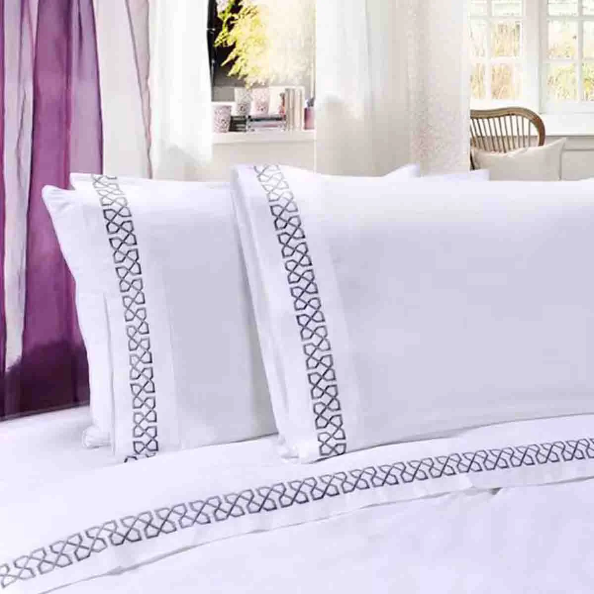 Elite Lauren Taylor-Microfiber Embroidery Pair of 2 Pillowcases Next-Generation
