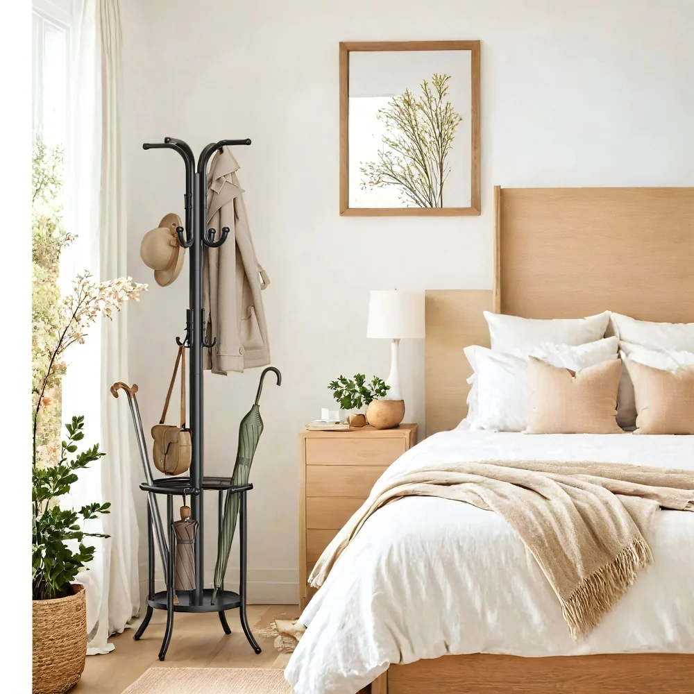 Elite SONGMICS Metal coat rack stand with umbrella holder for entryway and hall Sophisticated
