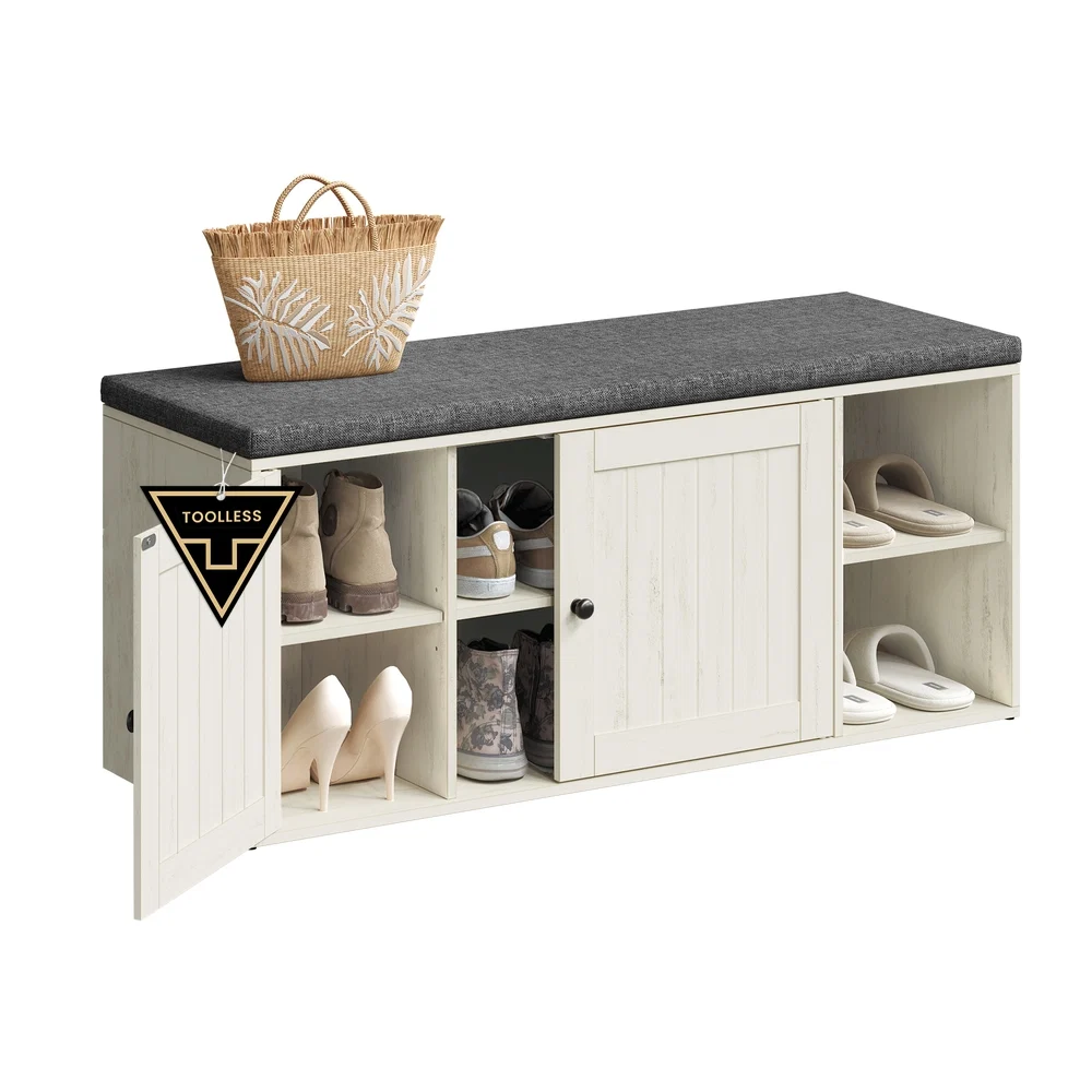 Trendy SONGMICS HOME Storage bench shoe cabinet with door for entryway or bedroom Relaxed