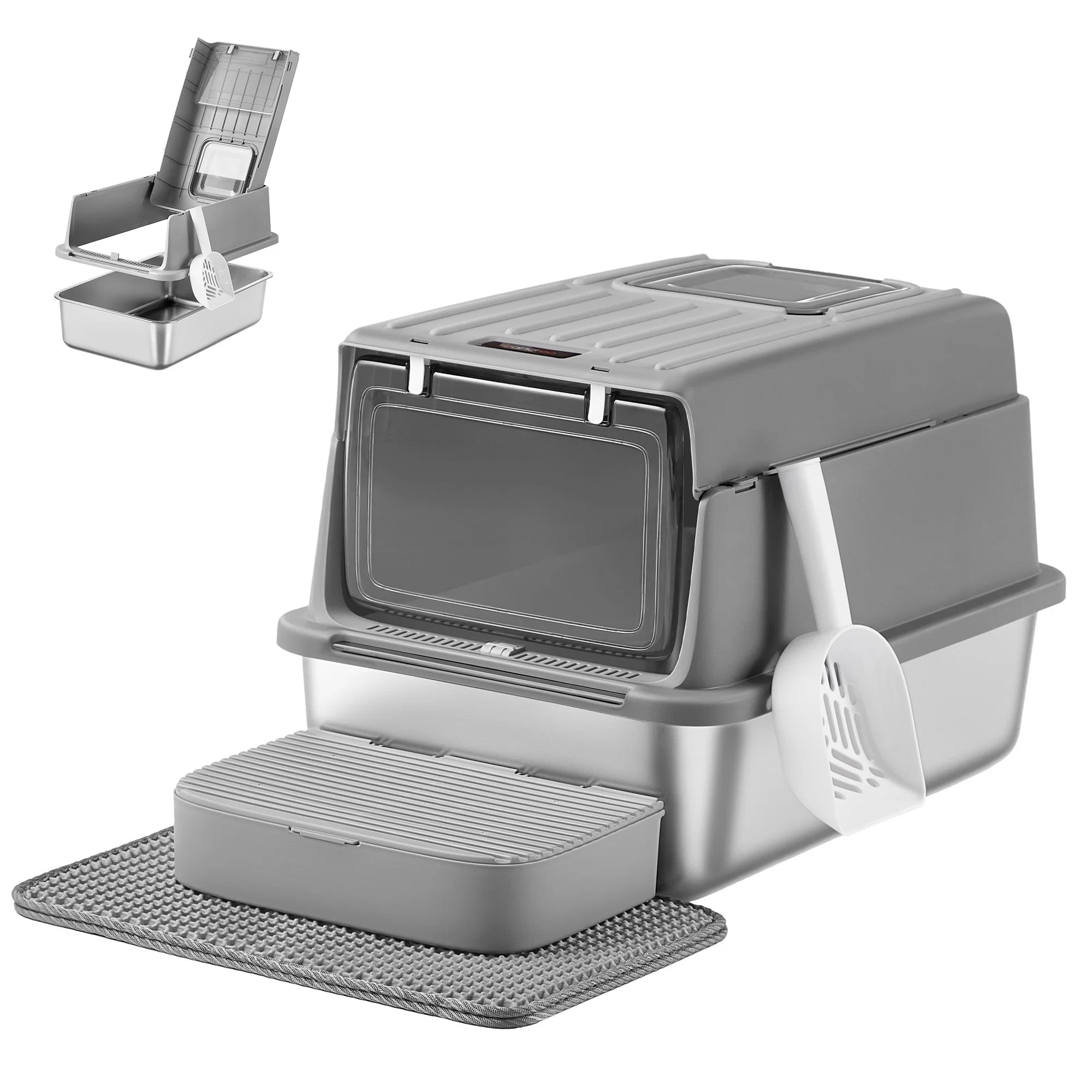 Next-Generation Feandrea Feandrea Stainless Steel Cat Litter Box with Flip Lid Sophisticated