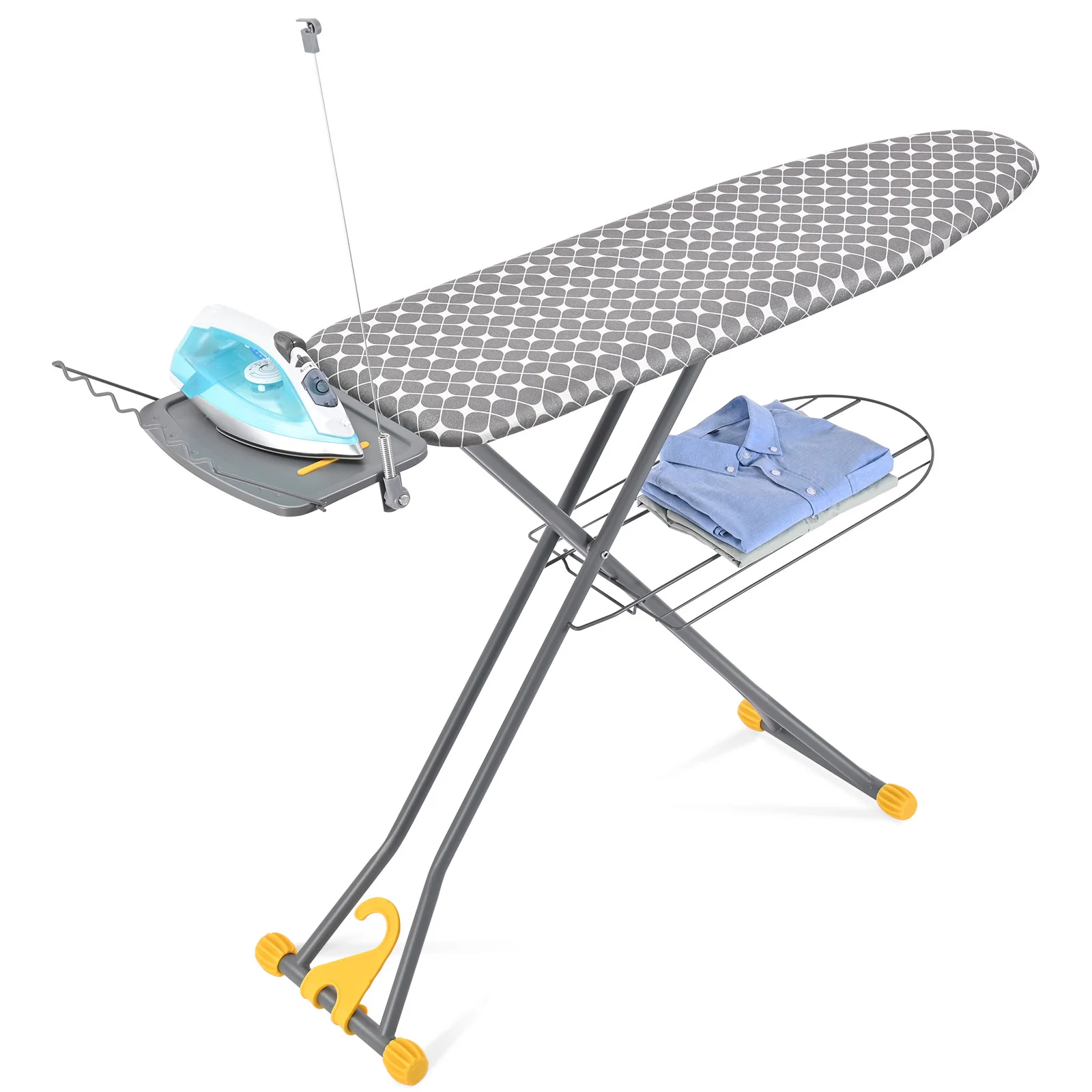 Enhanced TOOLF Ironing Board Iron Board with Hanger amp Iron Rest 7 Adjustable Heights 43×13 quot Gray（QP1343HT2-Y） Trendy